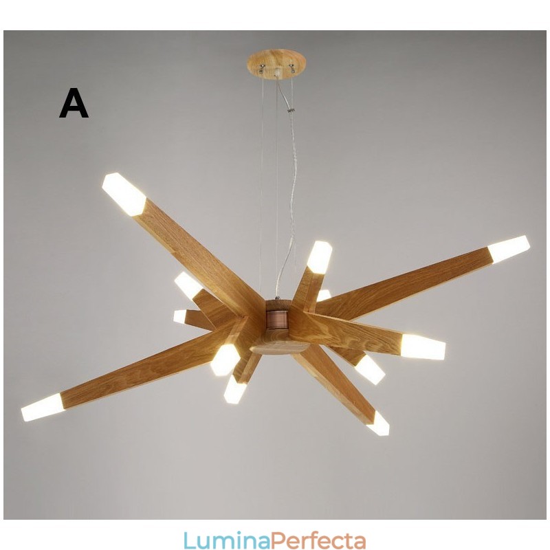 Lampă suspendată modernă, din lemn, cu 12 lumini