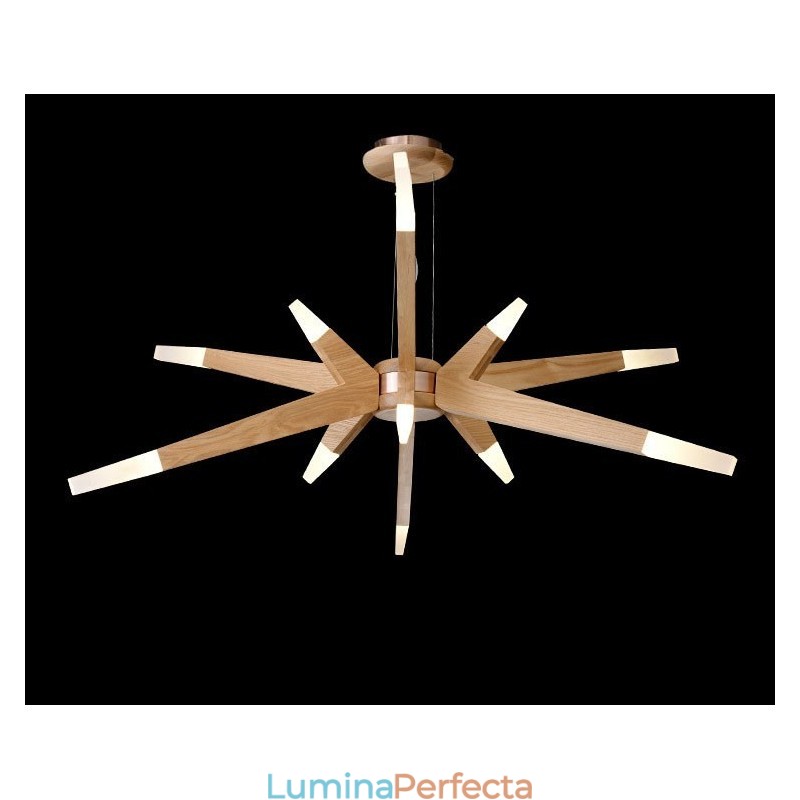 Lampă suspendată modernă, din lemn, cu 12 lumini