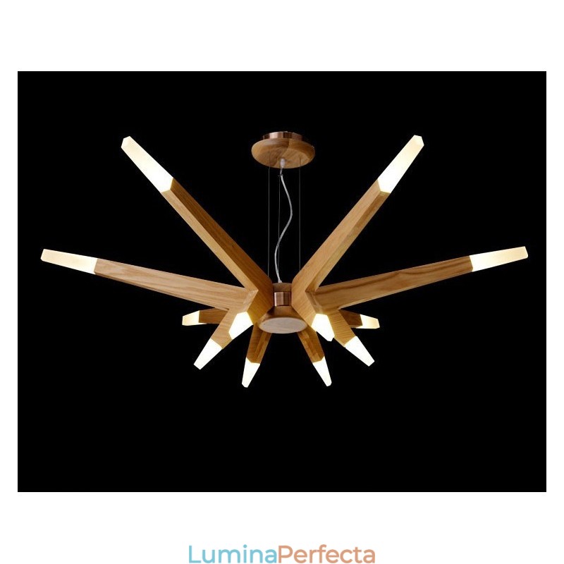 Lampă suspendată modernă, din lemn, cu 12 lumini