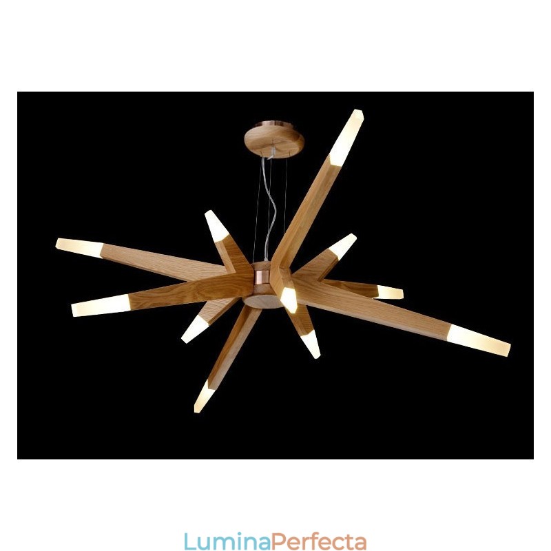 Lampă suspendată modernă, din lemn, cu 12 lumini
