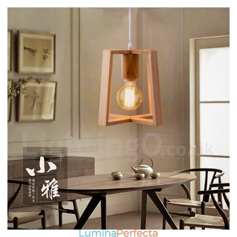 Lampă suspendată modernă din lemn, cu 1 lumină