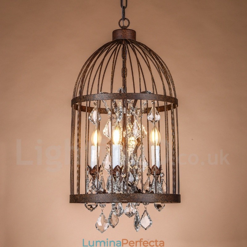 Lampă suspendată retro vintage metal cu 4 lumini Birdcage