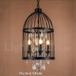 Lampă suspendată retro vintage metal cu 4 lumini Birdcage