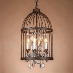 Lampă suspendată retro vintage metal cu 4 lumini Birdcage