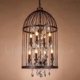 Lampă suspendată retro vintage metal cu 8 lumini Birdcage