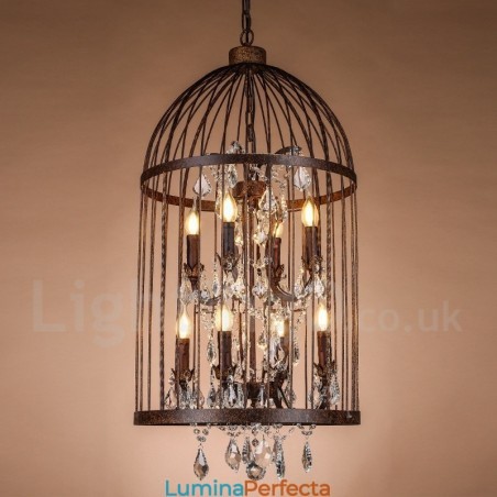 Lampă suspendată retro vintage metal cu 8 lumini Birdcage Lampă suspendată retro vintage metal cu 8 lumini Birdcage