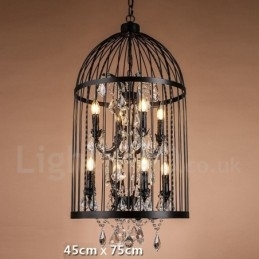 Lampă suspendată retro vintage metal cu 8 lumini Birdcage