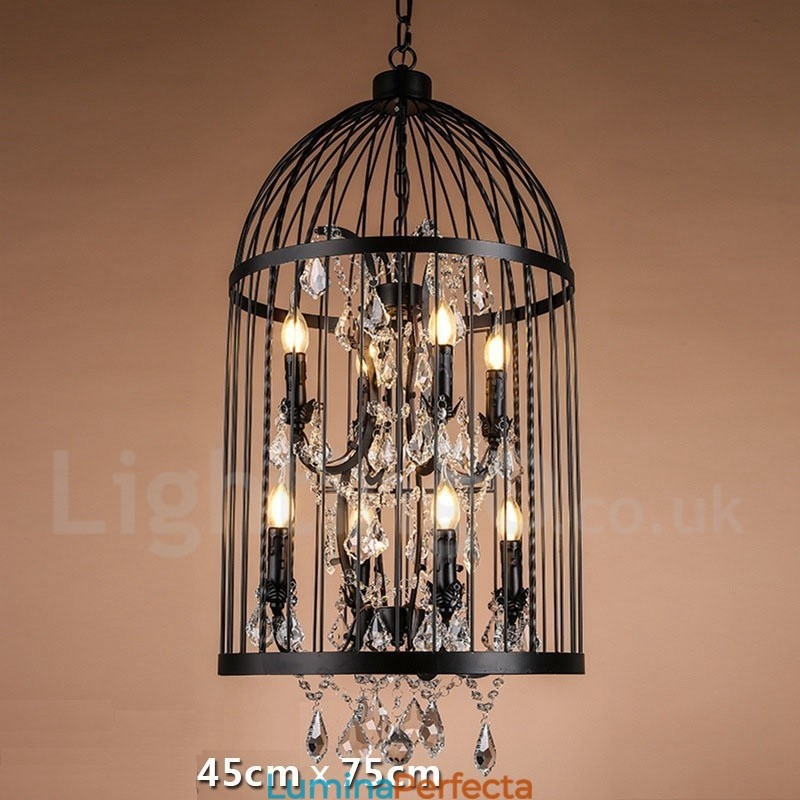 Lampă suspendată retro vintage metal cu 8 lumini Birdcage