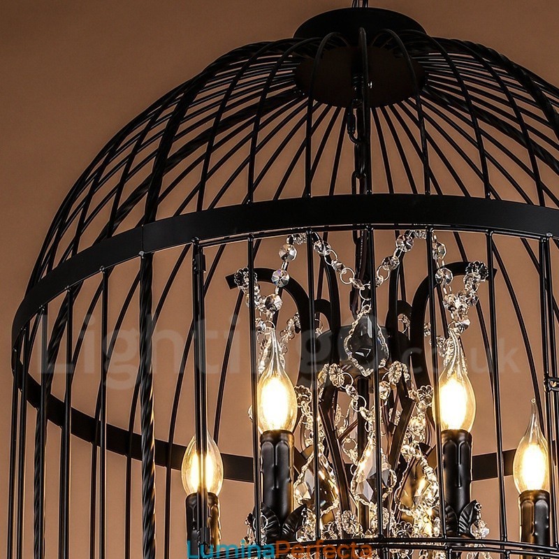 Lampă suspendată retro vintage metal cu 8 lumini Birdcage