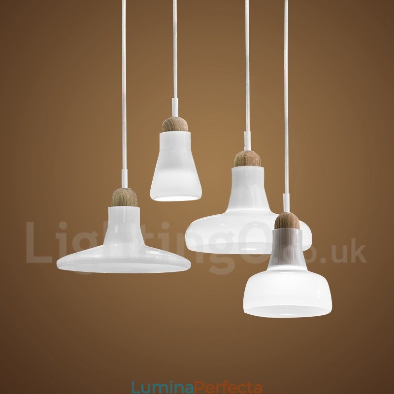 Lampă suspendată retro vintage cu lampă cu abajur din sticlă