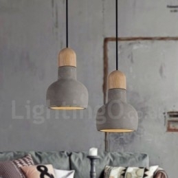 Lampă suspendată retro, vintage, din lemn de beton