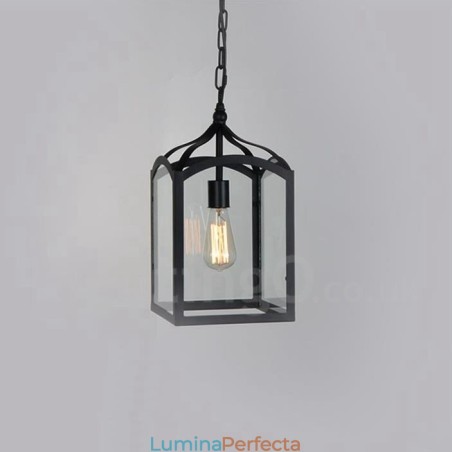 Lampă suspendată metal rustic Lodge cu abajur din sticlă Lampă suspendată metal rustic Lodge cu abajur din sticlă