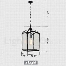 Lampă suspendată metal rustic Lodge cu abajur din sticlă