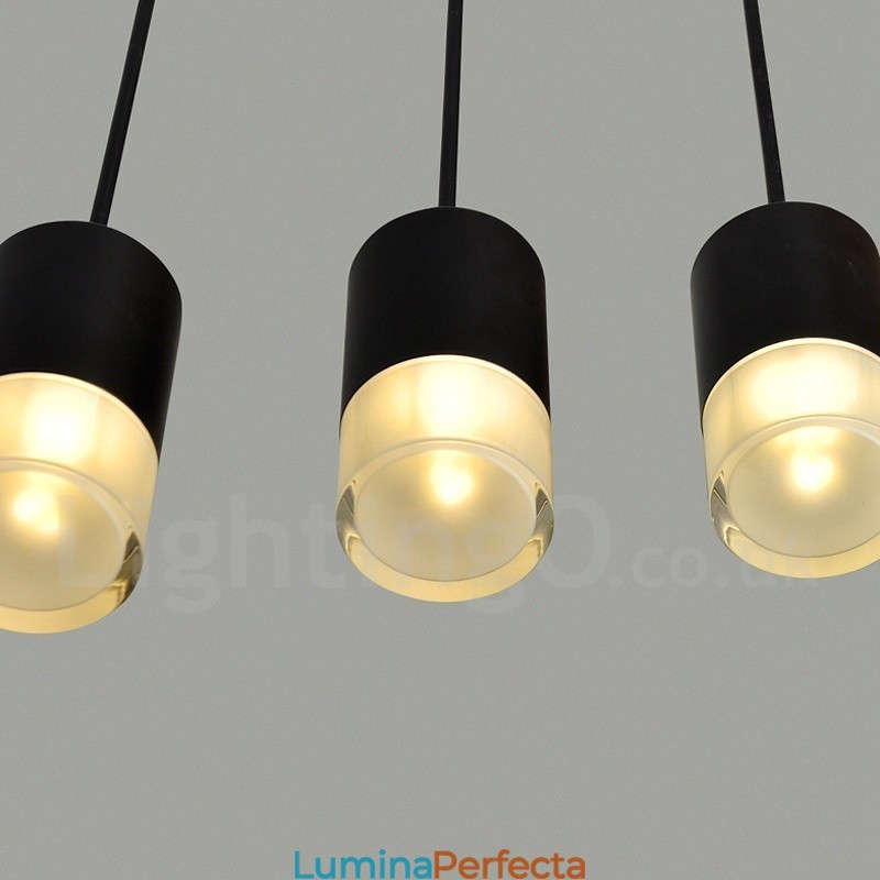 Pentru Lampă suspendată neagră cu 3 lumini cu abajur din sticlă