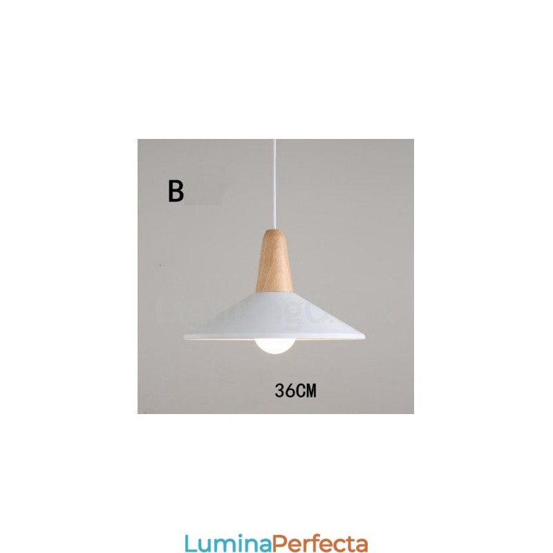 Lampă suspendată modernă, contemporană, din lemn, metal, în mai multe culori
