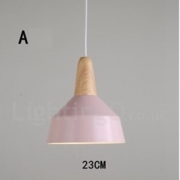 Lampă suspendată modernă, contemporană, din lemn, metal, în mai multe culori