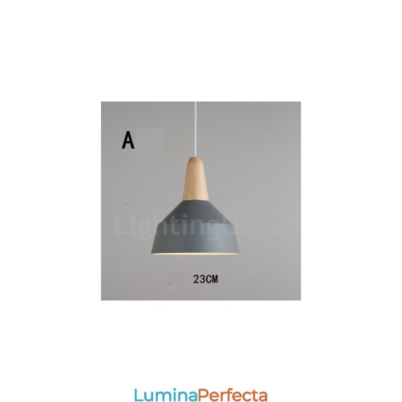 Lampă suspendată modernă, contemporană, din lemn, metal, în mai multe culori