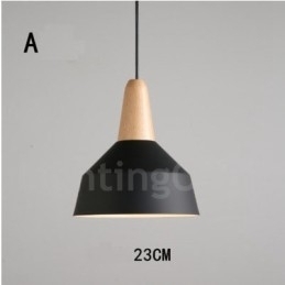 Lampă suspendată modernă, contemporană, din lemn, metal, în mai multe culori