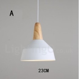 Lampă suspendată modernă, contemporană, din lemn, metal, în mai multe culori