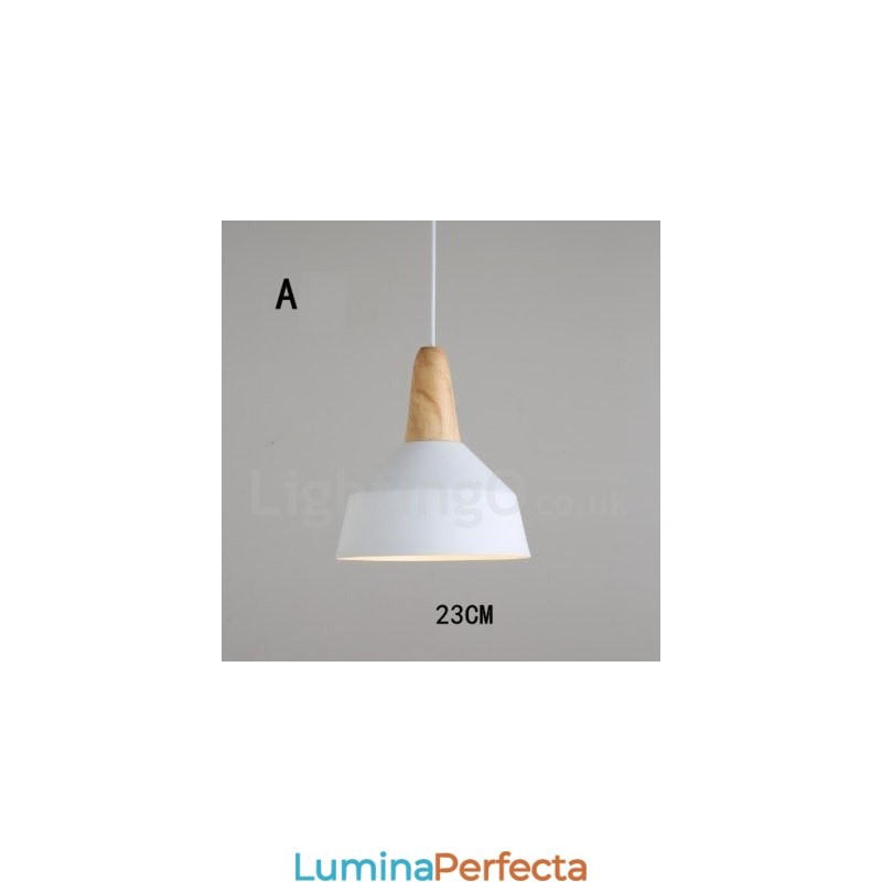 Lampă suspendată modernă, contemporană, din lemn, metal, în mai multe culori
