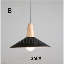 Lampă suspendată modernă, contemporană, din lemn, metal, în mai multe culori