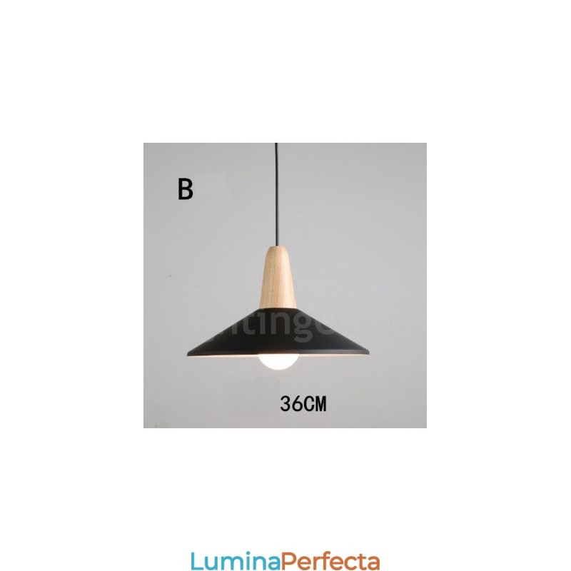 Lampă suspendată modernă, contemporană, din lemn, metal, în mai multe culori