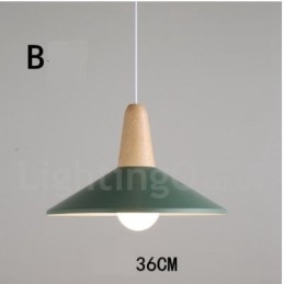Lampă suspendată modernă, contemporană, din lemn, metal, în mai multe culori
