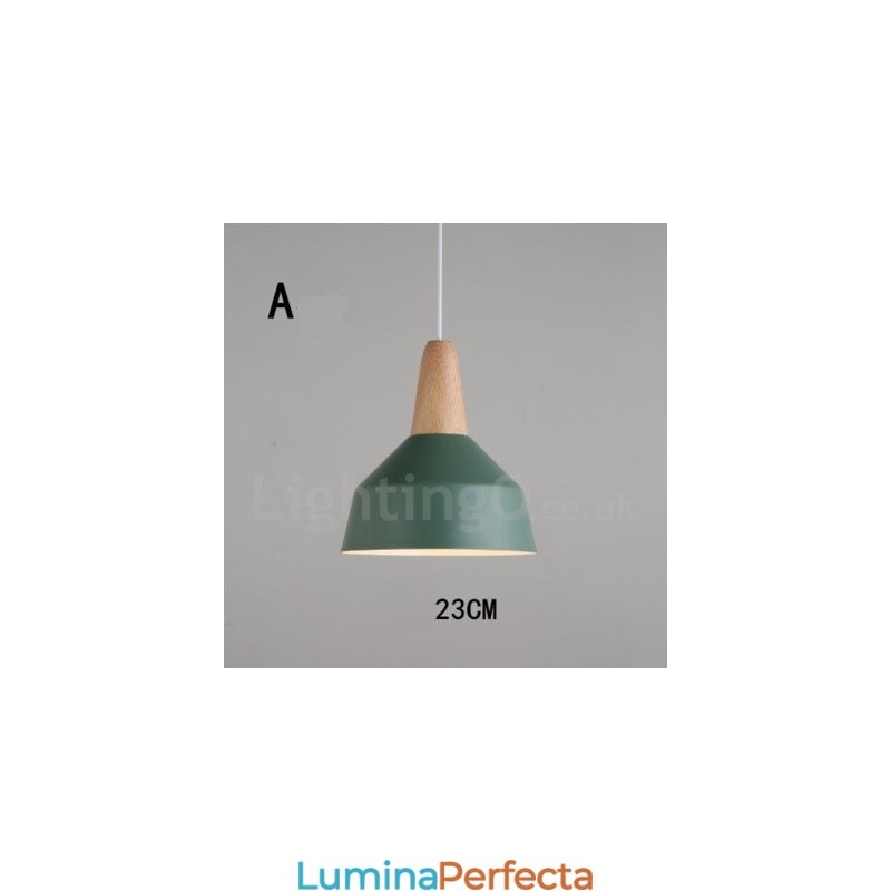 Lampă suspendată modernă, contemporană, din lemn, metal, în mai multe culori