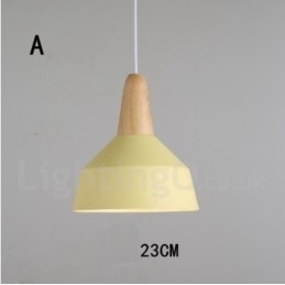 Lampă suspendată modernă, contemporană, din lemn, metal, în mai multe culori