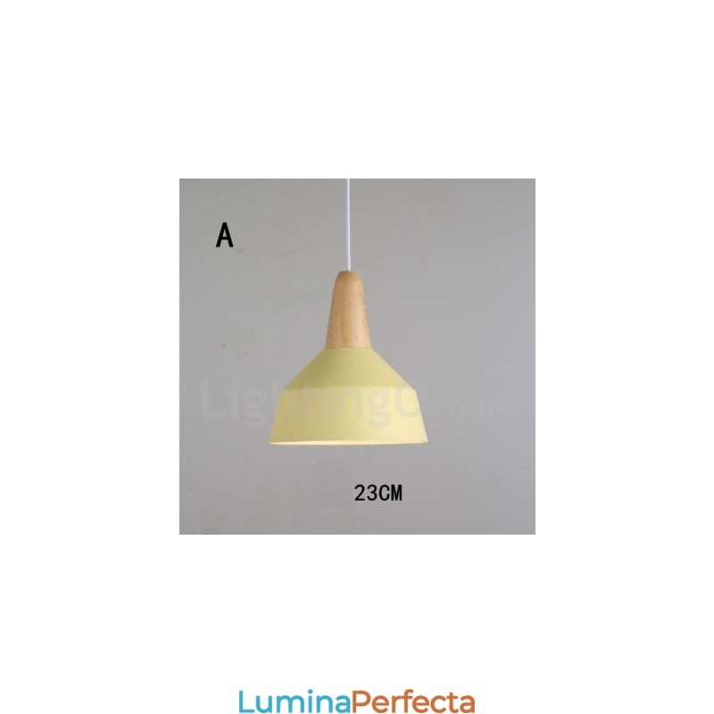 Lampă suspendată modernă, contemporană, din lemn, metal, în mai multe culori