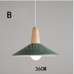 Lampă suspendată modernă, contemporană, din lemn, metal, în mai multe culori