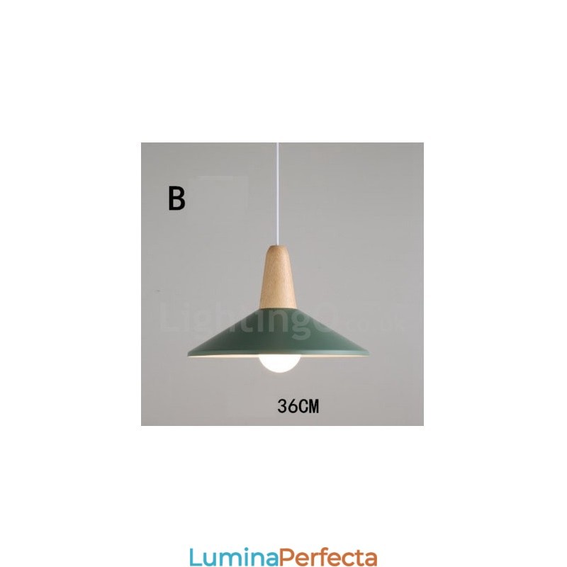 Lampă suspendată modernă, contemporană, din lemn, metal, în mai multe culori