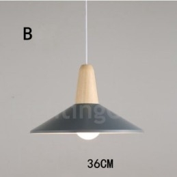 Lampă suspendată modernă, contemporană, din lemn, metal, în mai multe culori