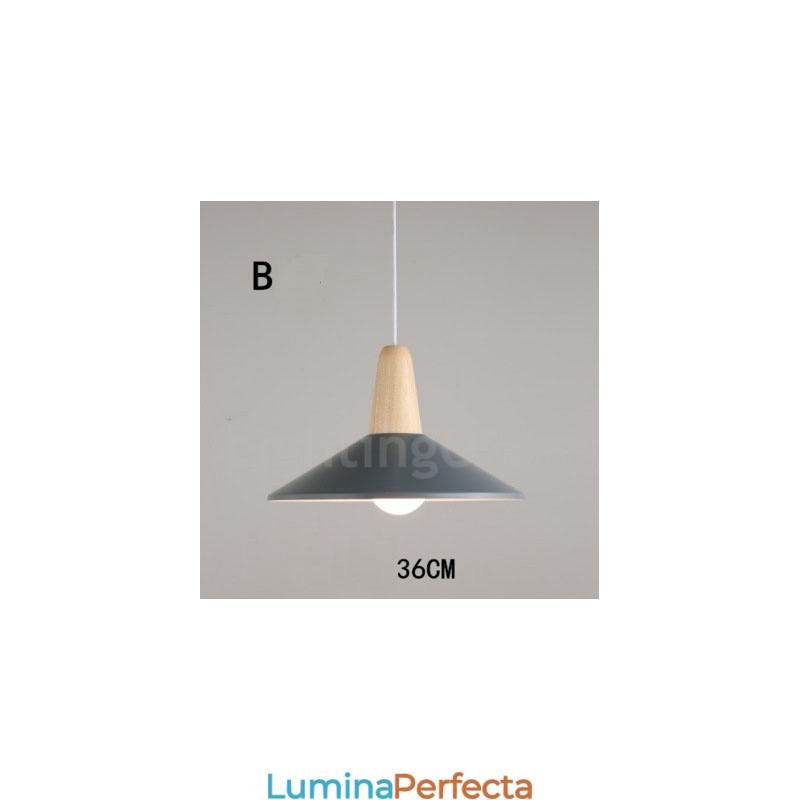 Lampă suspendată modernă, contemporană, din lemn, metal, în mai multe culori