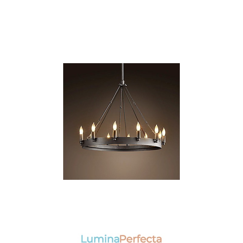 Lampă suspendată de fier în stil retro cu 12 lumini în funcție de lumânare