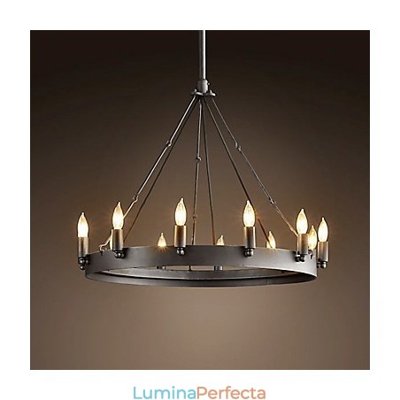 Lampă suspendată de fier în stil retro cu 12 lumini în funcție de lumânare Lampă suspendată de fier în stil retro cu 12 lumini în funcție de lumânare