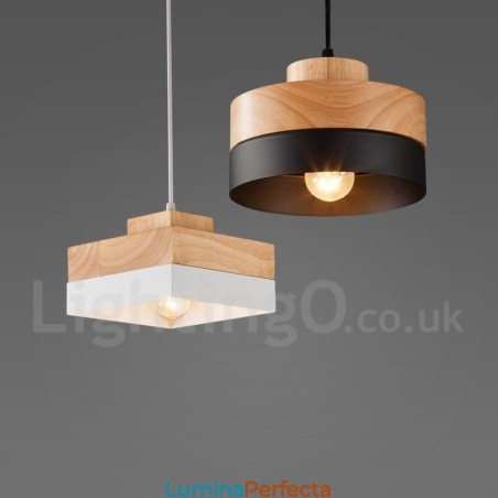 Lampă suspendată modernă, din lemn, metal, lemn Lampă suspendată modernă, din lemn, metal, lemn