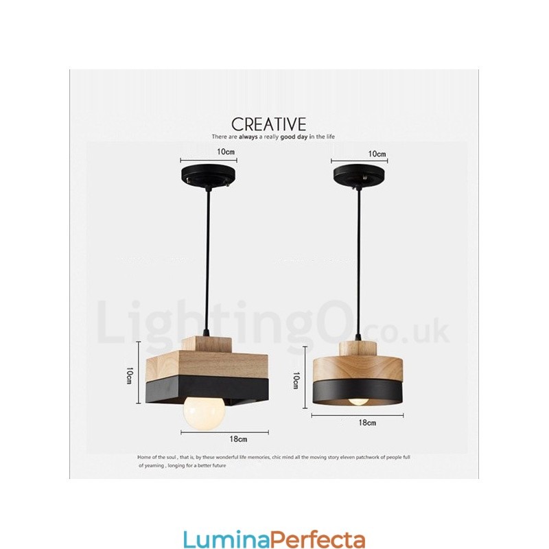 Lampă suspendată modernă, din lemn, metal, lemn