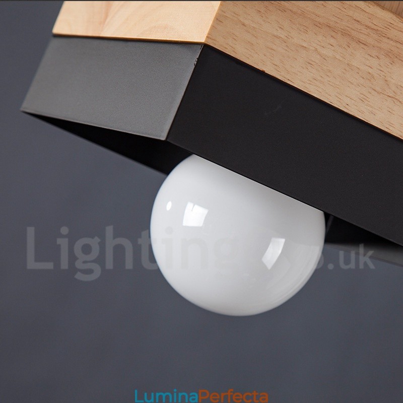 Lampă suspendată modernă, din lemn, metal, lemn