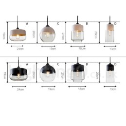 Lampă suspendată modernă și contemporană cu abajur din sticlă