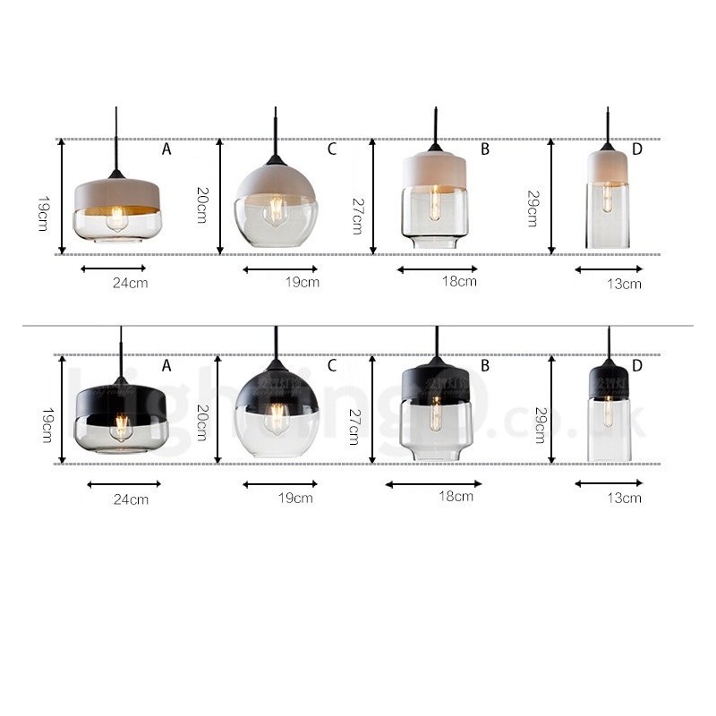 Lampă suspendată modernă și contemporană cu abajur din sticlă
