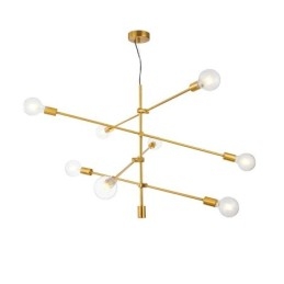 Candelabru din cupru cu 6 lumini cu abajur din sticlă