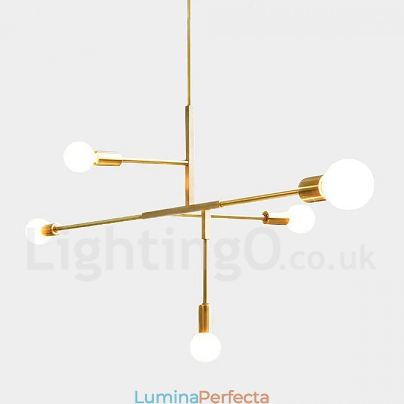 Candelabru modern contemporan din cupru cu 5 lumini