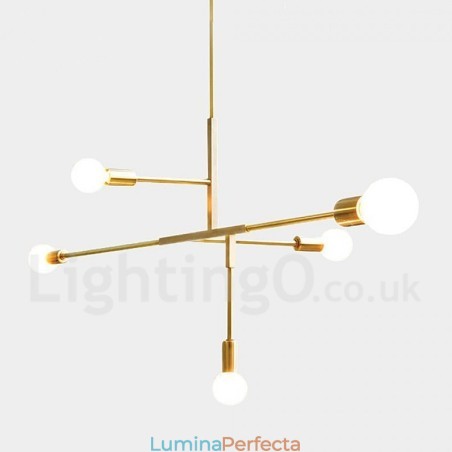 Candelabru modern contemporan din cupru cu 5 lumini Candelabru modern contemporan din cupru cu 5 lumini