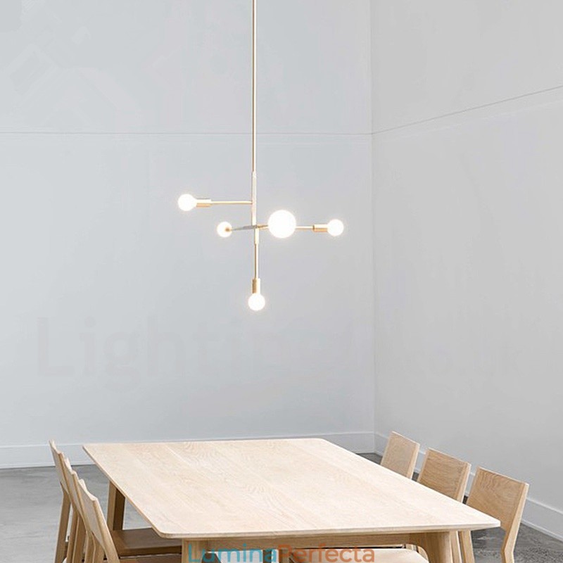 Candelabru modern contemporan din cupru cu 5 lumini