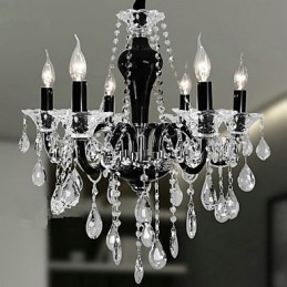 Candelabru de cristal cu 6 lumini cu accent de design negru