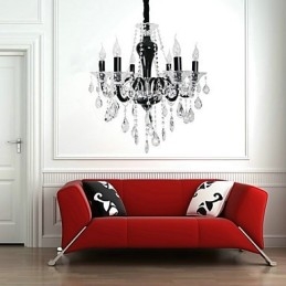 Candelabru de cristal cu 6 lumini cu accent de design negru