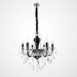 Candelabru de cristal cu 6 lumini cu accent de design negru