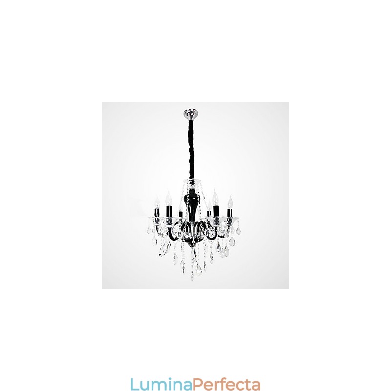Candelabru de cristal cu 6 lumini cu accent de design negru