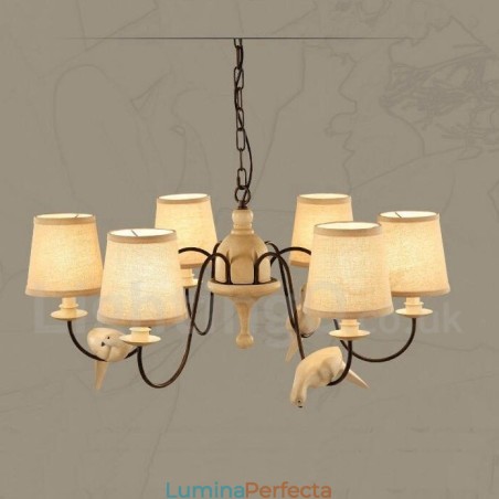 6 lumini Rustic Lodge Vintage pandantiv 6 lumini Rustic Lodge Vintage pandantiv